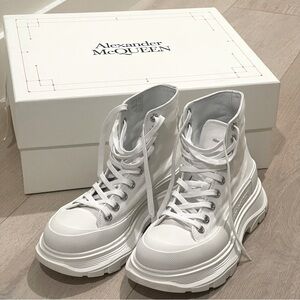 ALEXANDER MCQUEEN Tread Slick High Top Sneakers, White, Size 38